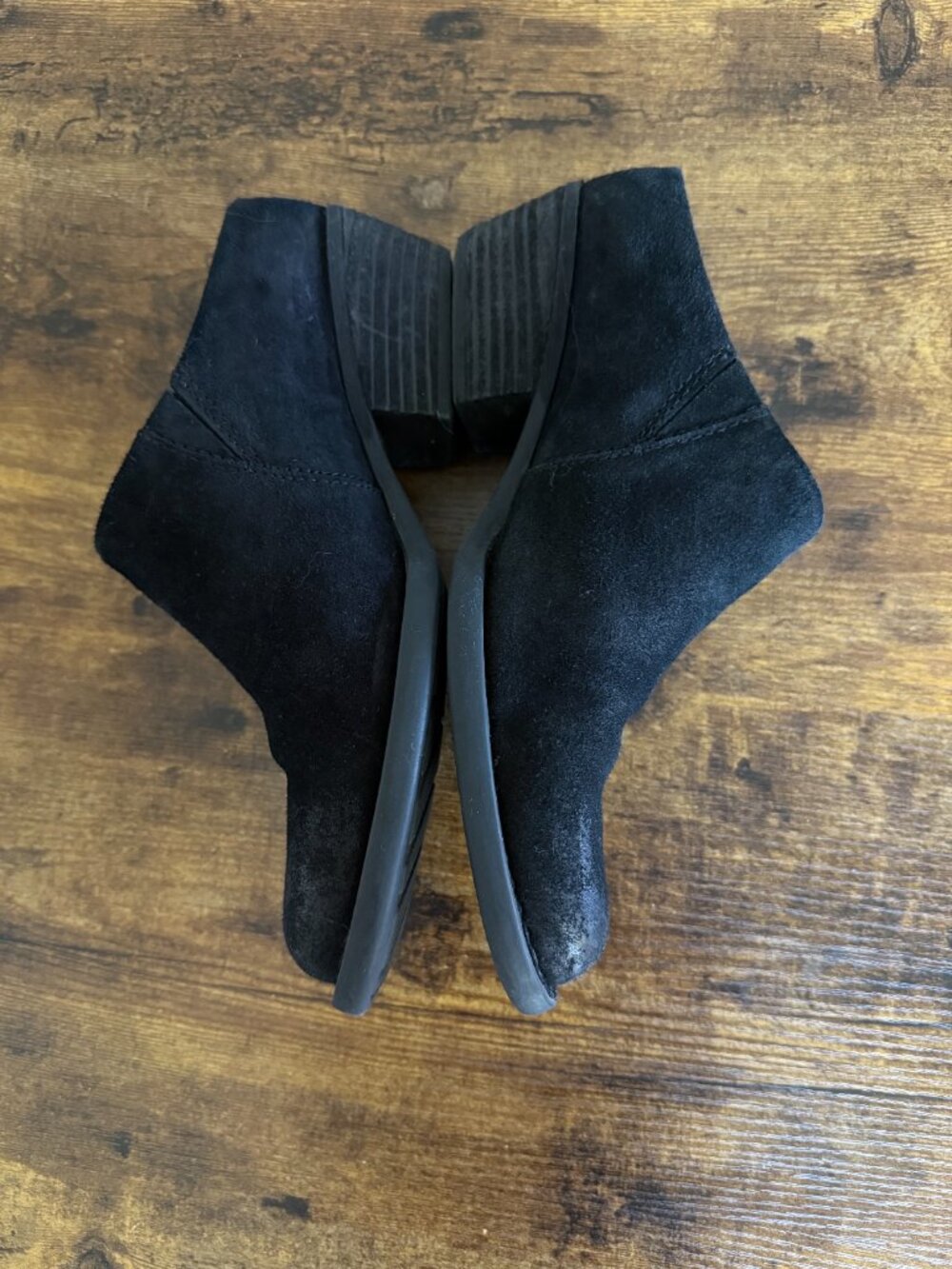 Børn Black Distressed Suede Mule Clogs Women’s Slip On Block Heel - Picture 4 of 7
